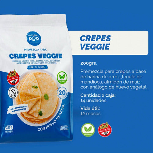 Natural Pop Premezcla Crepes Veggie Sin TACC Libre Gluten Pack X3 3