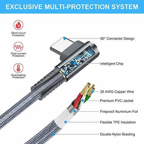 Tewiky Cables USB-C 6 Feet (Pack of 2) Fast Charging 3A 1