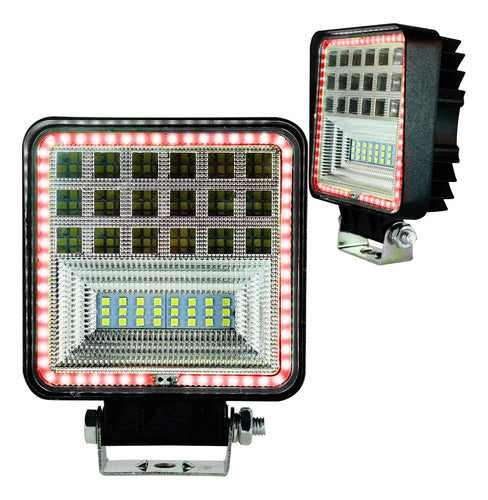 Square LED Headlight X2 with Angel Eye - 12v / 24v Colors 8