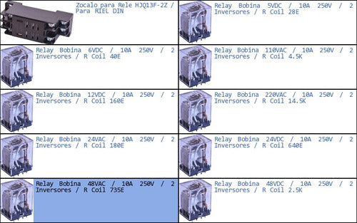 Abebashop Relay Bobina 48VAC 10A 250V 2 Inversores R Coil 735E 1
