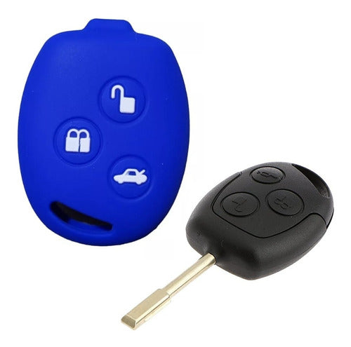 NL Cubre Volante + Funda Llave Silicona Ford Focus 1 - Azul 4