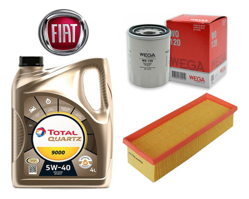 Wega Kit Filtros Fiat Uno Fire 1.4 + Aceite Total 9000 5w40 4l 0