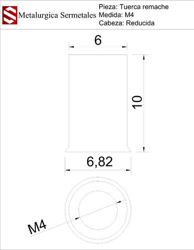 50 Units M4 Threaded Rivet Nut Steel Reduced Head 1