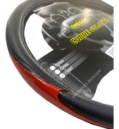 Oregon Universal PVC Steering Wheel Cover 38cm with Reflector in Black and Red 2