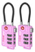 Forge TSA Approved Cable Luggage Locks, 2 Pink Locks, Re-settable Combination With Alloy Body 0