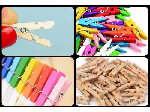 Set of 50 Wood Mini Color Clips / Souvenir 5