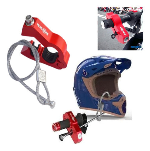 Trava De Moto Manete E Capacete Antifurto Teck Lock Vermelho 0