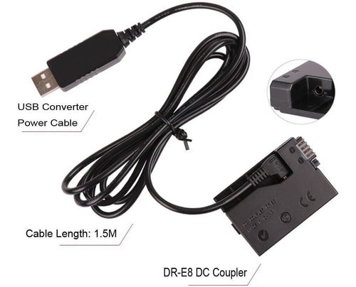 CCYC DR-E8 DC Coupler Replace of LP-E8 Battery for EOS Rebel T2i, T3i, T4i, T5i, 600D 1