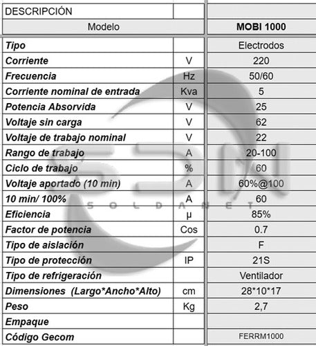 Ferrolan Mobi 1000 Inverter Welder 1