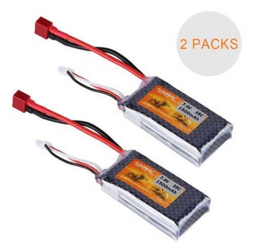 FLOUREON 2 X 7.4V 2S 35 C 1500mAh LiPo RC Pack Decanos T Connector 1