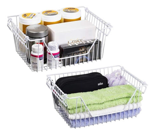 VERANOVA Set of 2 Stackable Metal Organizers for Kitchen, Bathroom, and Laundry 3