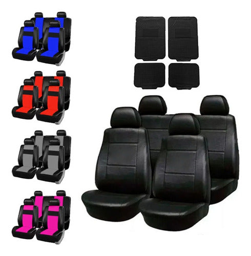 Max Tuning Universal Synthetic Leather Seat Covers for Citroen C3 C4 5 Berlingo + Complete Floor Mat Set 0