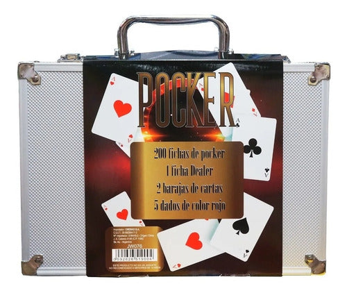 Set De Poker 200 Fichas Con Valija Metalica Jw076 1