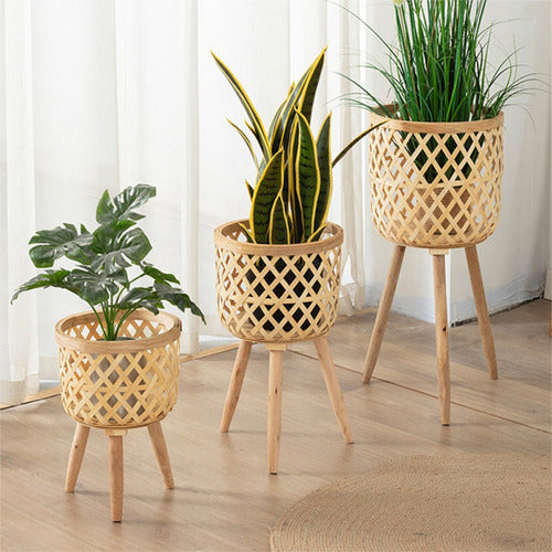 Iluminarás Medium Bamboo Boho Style Planter 4