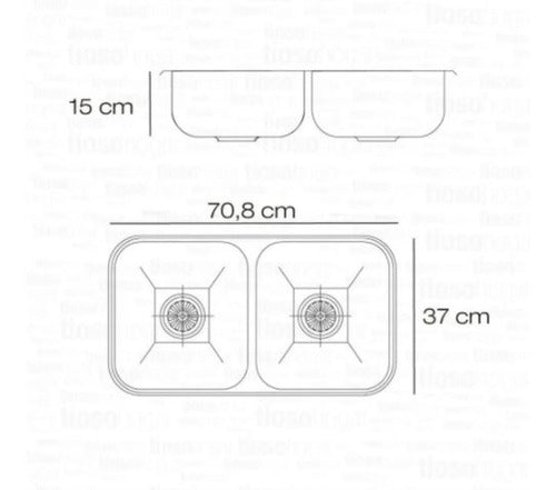 Johnson Acero Pileta Cocina Doble Johnson 70 Monocomando Gourmet Ceramico 2