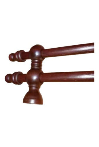 Wooden Curtain Rod Set 22mm Double X 2m, Brackets and Terminals Included 1