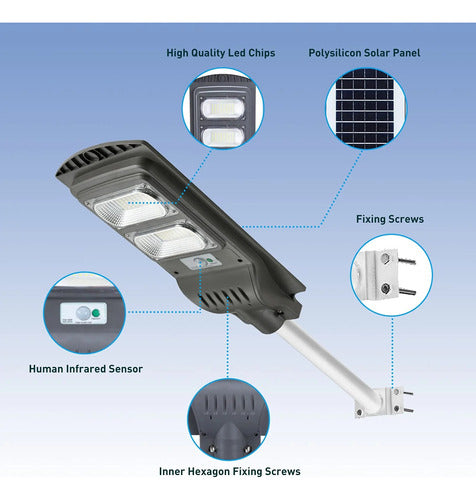 Solar Ledimp Luminaria Solar Luz Calida 60w Sensa Movimiento+ Soporte 7