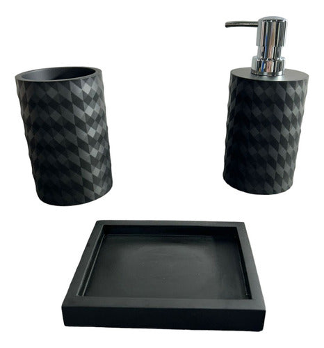 Brooklyn Black Bathroom Set X3 - Dispenser, Soap Dish & Toothbrush Holder 0