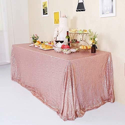 GFCC Rose Gold Sequin Tablecloth - 50x84 Inches Sparkling 1