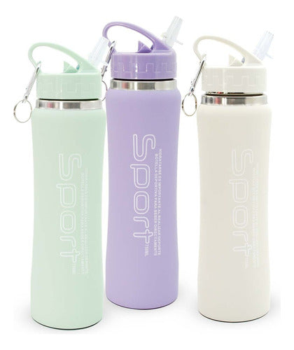 Sport Thermal Sports Bottle Insulated Stainless Steel Rubberized 750 Ml 0