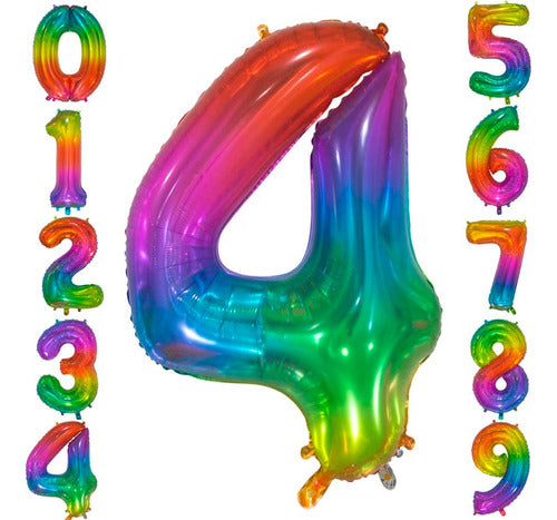 Generic 40cm 16 Inch Rainbow Metallic Number Balloon 4