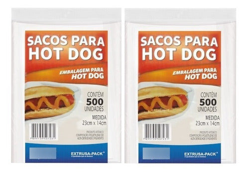 Kit Saco Plástico Embalagem Hot Dog Lanche 1000un 23x14cm 0