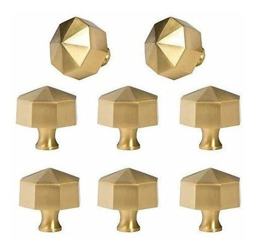 RZDEAL Solid Brass Knobs - Beautiful Brushed Gold Kitchen Cabinet Knobs (8 Pack) 0