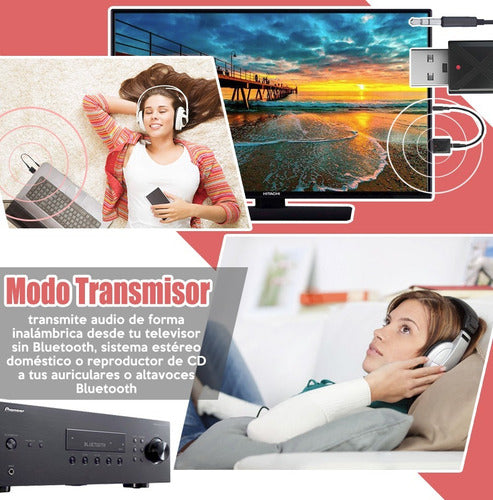 Bluetooth Audio Transmitter Receiver 3.5mm Jack TV Headphones 1