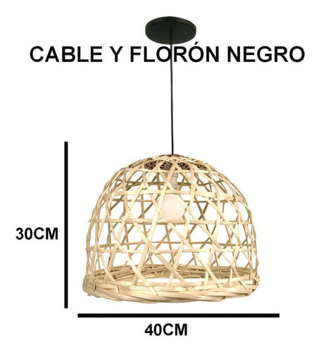 Liguen Iluminación Set X3 Wicker Lamp Shade 40x30 Black Cable 2