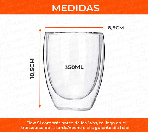 Price Mania Double Wall Transparent Glass 350 Ml Coffee Water 2