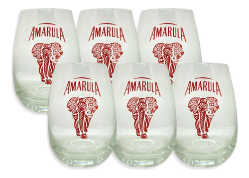 Set of 6 Transparent Glass Amarula Design Tumblers 400ml 0