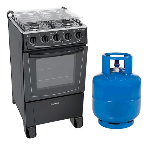 James Cocina C 105 B Negra Gas + Envase Garrafa 13kg 0