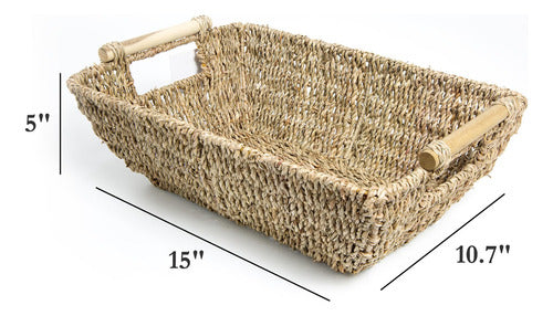 Homestead Natural Seagrass Baskets with Wooden Handles 1