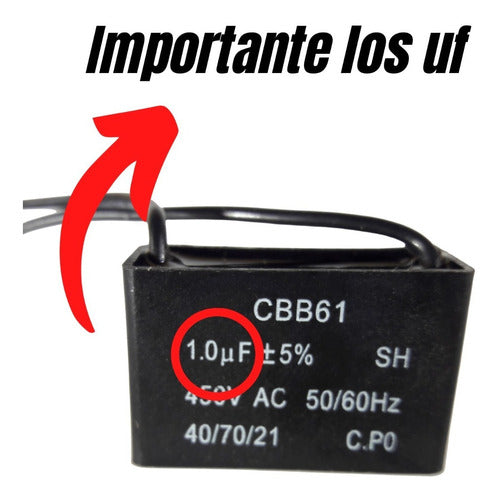 Capacitor Aire Acondicionado Ventilador 1uf 450vac 1