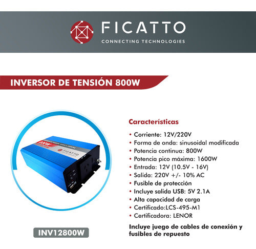 Pro'sKit 800W 12V/220V Power Inverter Ficatto P 3