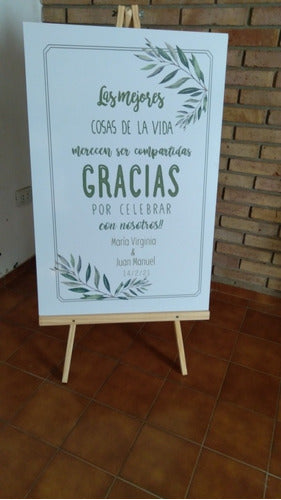 Wooden Wedding Sign 100x70 cm with Easel Included 6