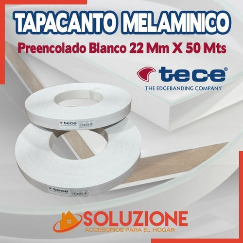 Tapacanto Melamina Filo Blanco 22 Mm X 50 M Preencolado Tece 1