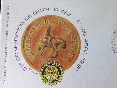 Sobre Conmemorativo Del Rotary Club De Nueva Chicago 1980 1