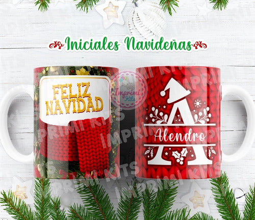 Diseños Navidad Tazas Alfabeto Diseño Sublimar Rojo #tn06 1