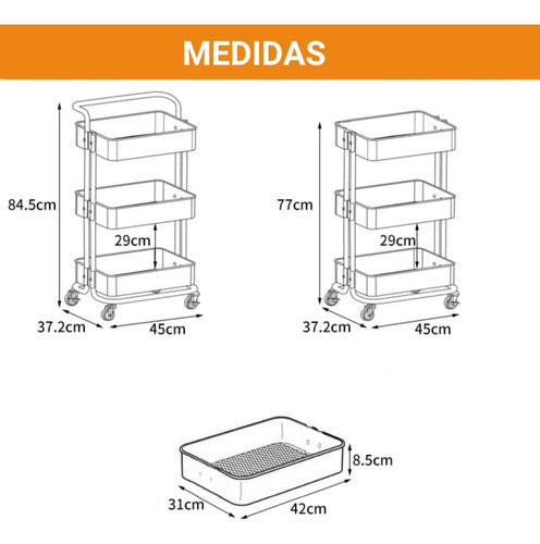BUYGO Multi-Purpose 3-Tier Organizer Cart with Wheels 1
