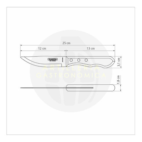 Tramontina Cuchillo Polywood Jumbo Asado Churrasco Acero X3 2