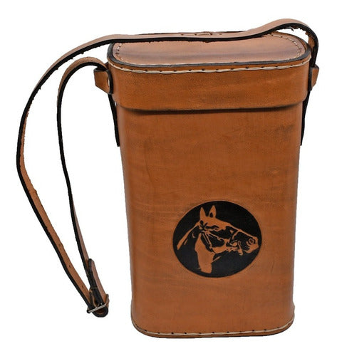 SOR Parrillas Handmade Leather Thermos Carrier Brown Horse Head 1