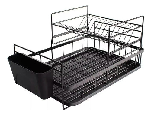 Luperstore Two-Tier Dish Drainer with Black Coating 0