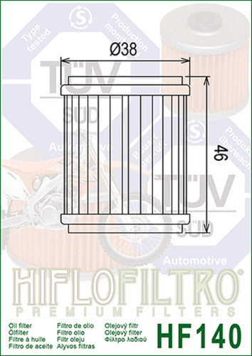 Filtro De Aceite Yamaha Fz25 Fazer 250 Hiflo Hf140 Ryd 1