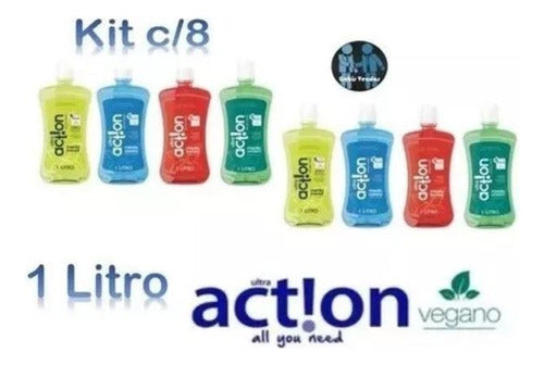 Enxaguante Bucal Vegano Ultra Action Menta 1l Kit C/8 0