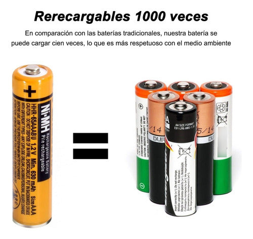 4 Pilas Recargables Aaa Ni-mh, Batera De Repuesto Hhr-65aaab 1