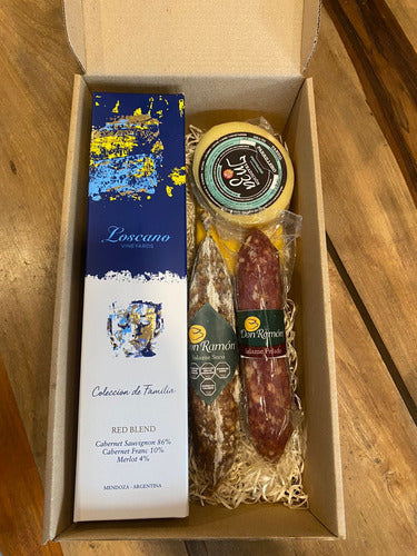 Gift Box, Loscano Red Blend Wine + Cheeses and Salamis 0