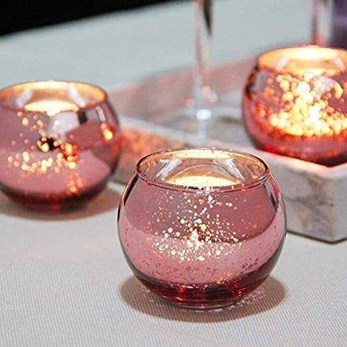 Shmilmh 24 Round Rose Gold Votive Candle Holders 2