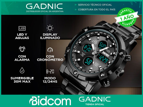 Gadnic Stainless Steel Water Resistant Watch 30m 1