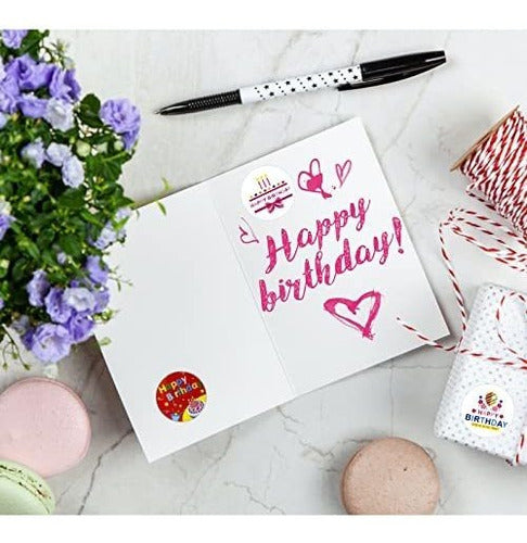 Andiker 500 Pieces Watercolor Happy Birthday Stickers 1